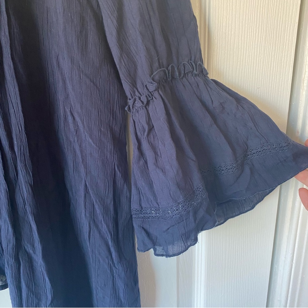 Jane and Delancey XL Tunic Blouse Navy Sheer Whimsigoth Witchy Fairy Grunge Boho - Picture 5 of 8